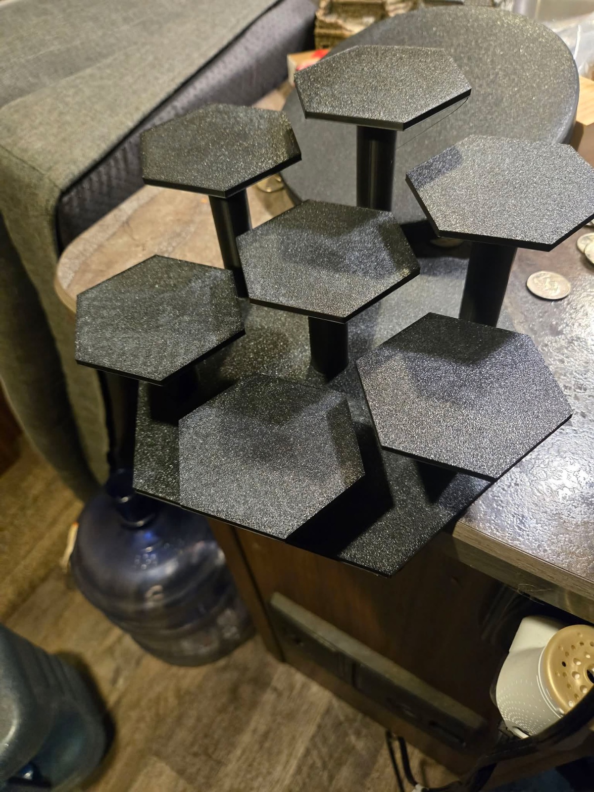 Hex display risers, textured black